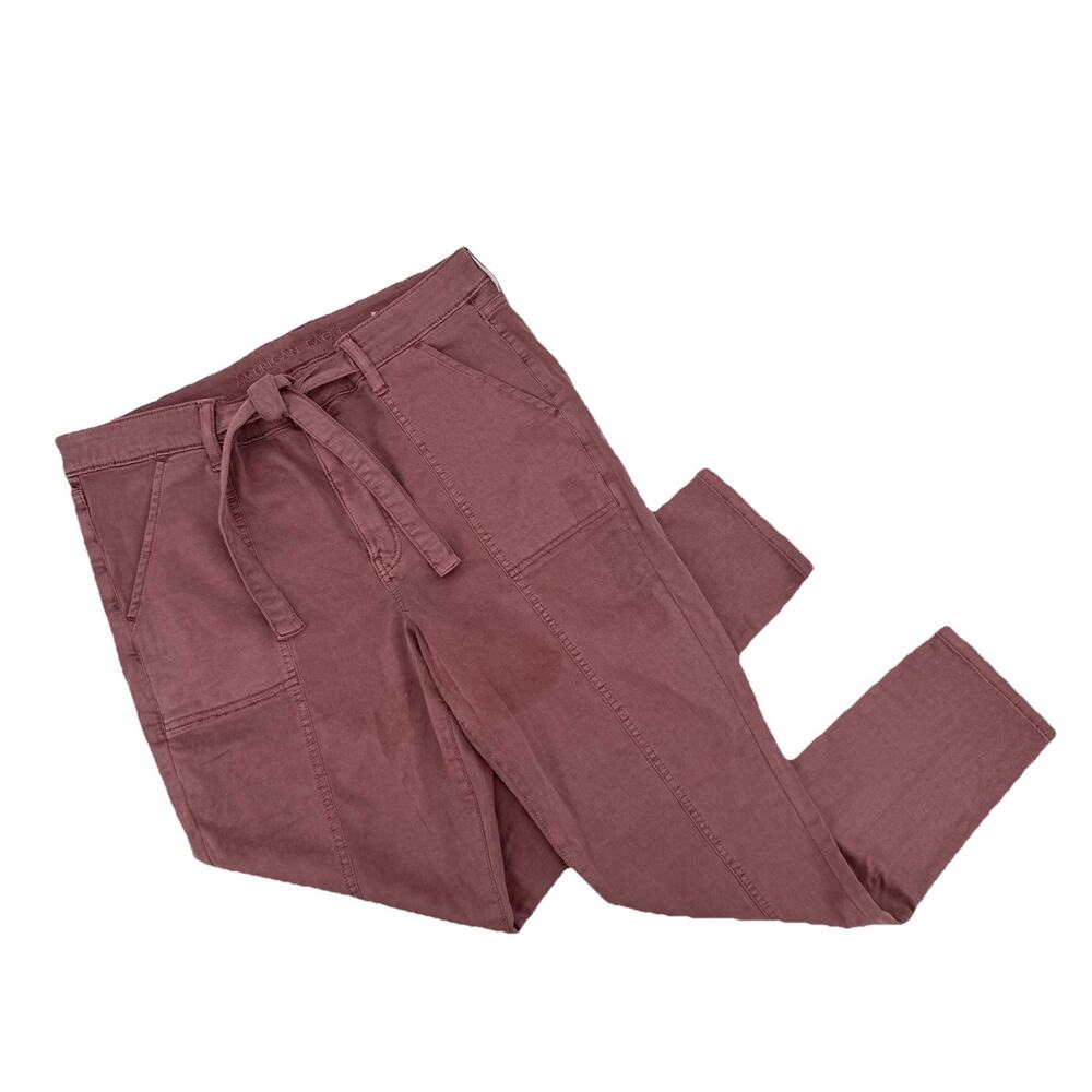 American Eagle Women’s 18 High Rise Jegging Next Level Stretch Mauve Tie Waist